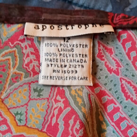 Y2K Vintage Apostrophe Chiffon Skirt Teardrop Paisley Layered Boho Fairy Whimsy - Picture 3 of 10